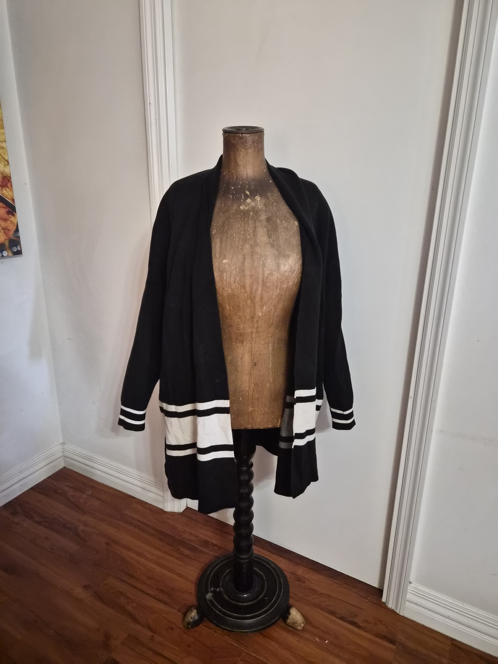 NVLT Black Cardigan with White Logo Tag
